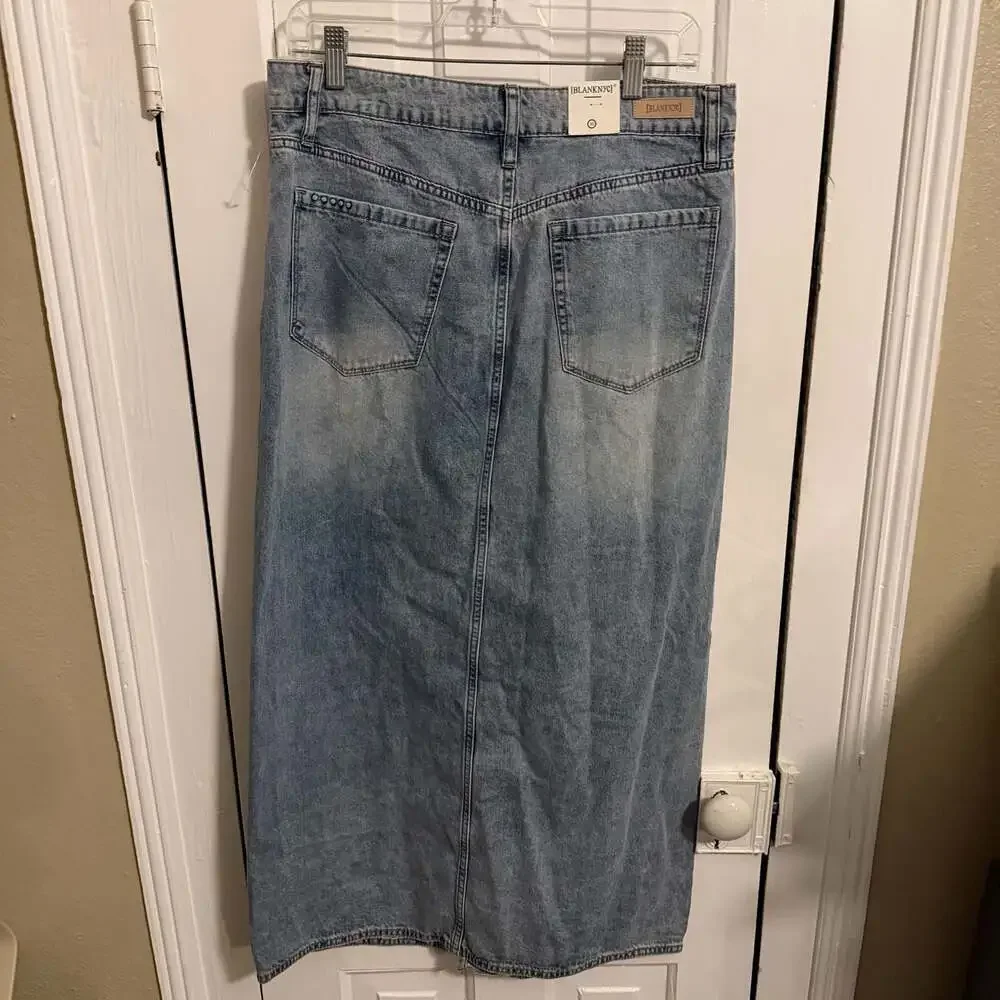 BlankNYC In My Mind Light Wash Denim High-Rise Maxi Skirt 30